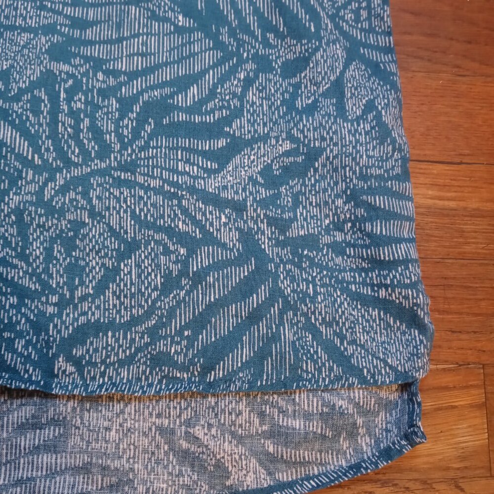 Sigrid Olsen 100% Linen Teal Printed Button Down … - image 5